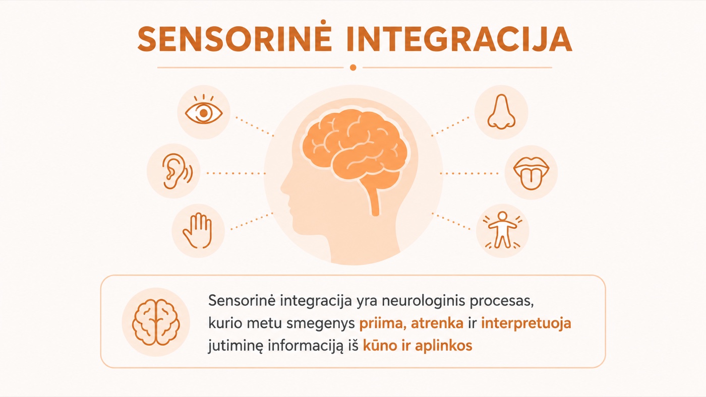 Sensorinė integracija – kaip smegenys priima ir apdoroja informaciją iš aštuonių juslinių sistemų
